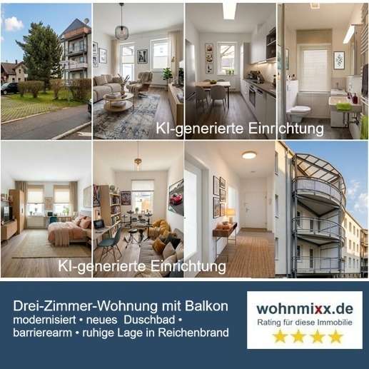 Etagenwohnung Chemnitz Reichenbrand - 3 Zimmer, 69 m&sup2;, 525&euro; | Angebot:27303482